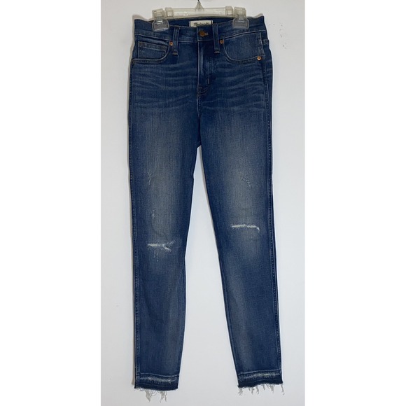 Madewell Denim - Madewell 9" High Rise Skinny Jeans Womens 25 Blue Medium Wash Distressed Denim